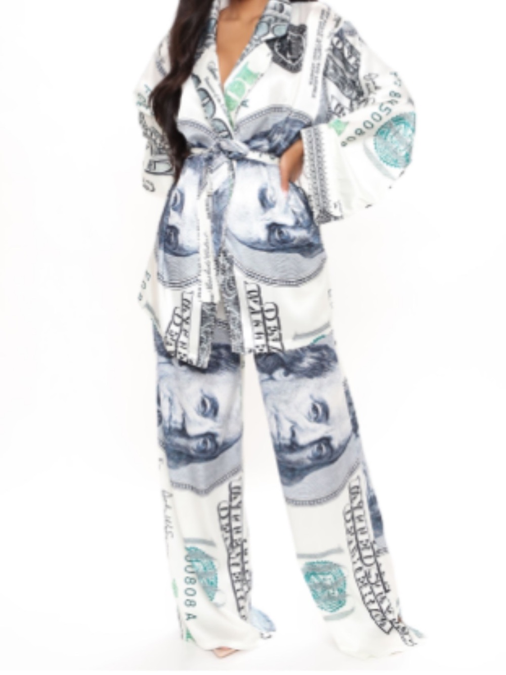 Money satin pant set